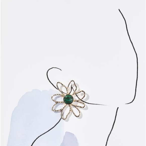 NWT Gold Wire Flower Earrings By Anthropologie - Picture 2 of 3